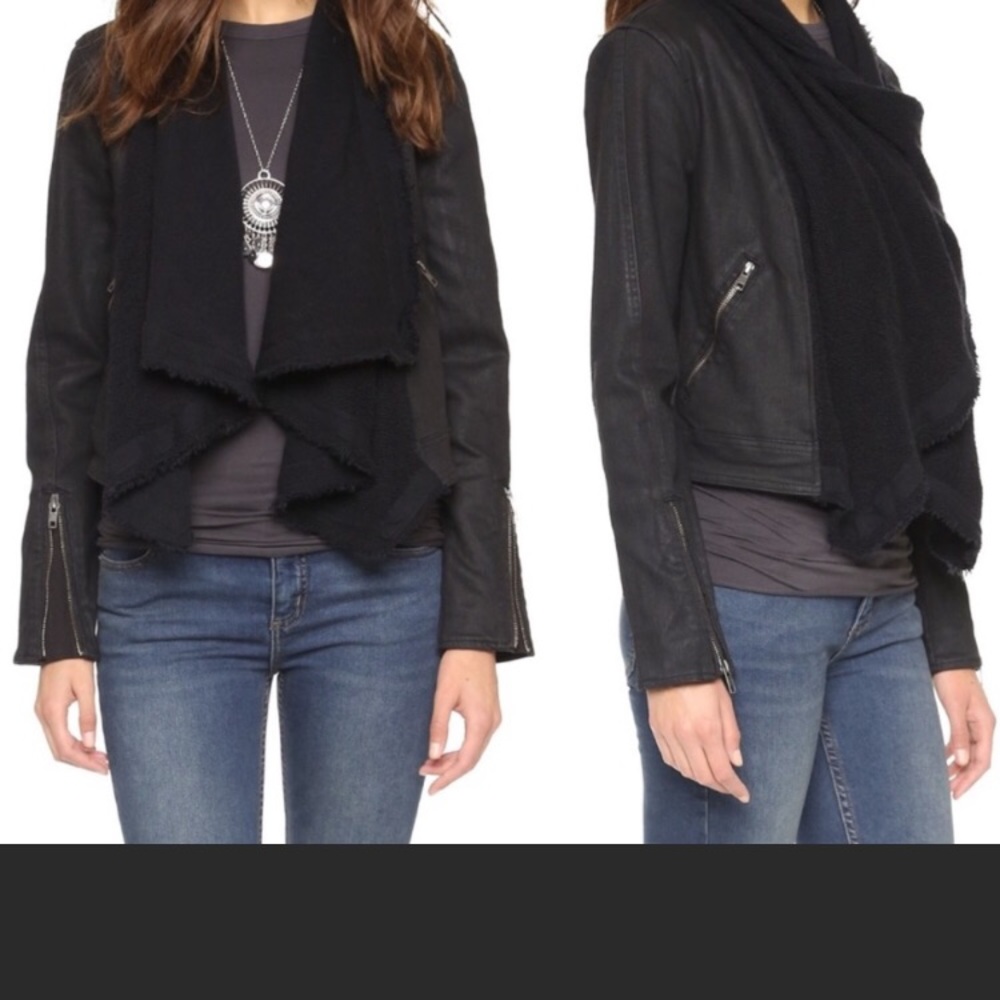 Free People Drape Jean Jacket in Black Combo